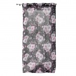 Voilage � oeillets 140 x 280 cm Bouquet de fleurs noir