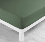 Drap housse coton 57 fils kaki 140 x 190 cm