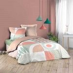 Parure housse couette 260x240cm Cercles Rose