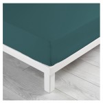 Drap housse coton lave 160 x 200 cm Lanette petrole