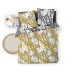 Housse couette + taies 220 x 240 cm Tropical Calaos jaune