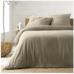 Housse de couette + 2 taies gaze de coton 240 x 260 cm Tendance sable