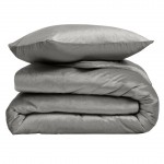 Housse de couette + 2 taies 220 x 240 cm velours Veline anthracite