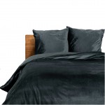 Housse de couette + 2 taies 220 x 240 cm Velours anthracite