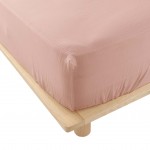 Drap housse gaze de coton 140 x 190 cm tendance uni rose