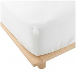 Drap housse en gaze de coton 160 x 200 cm Tendance uni blanc