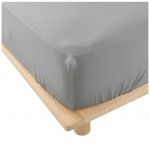 Drap housse en double gaze de coton 160 x 200 cm Tendance uni gris