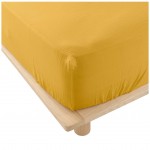 Drap housse en double gaze de coton 160 x 200 cm Tendance uni jaune