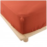 Drap housse en gaze de coton 160 x 200 cm Tendance uni terracotta