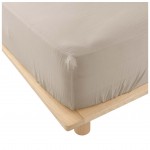 Drap housse en double gaze de coton 160 x 200 cm Tendance uni sable