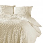 Housse couette + 2 taies 220 x 240 cm Tufte ivoire
