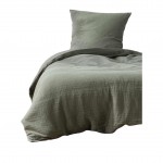 Housse de couette + 1 taie 140 x 200 cm en gaze de coton Kaki