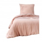 Housse de couette + 1 taie 140 x 200 cm en gaze de coton Rose