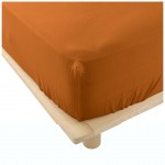 Drap housse en double gaze de coton 160 x 200 cm Tendance uni caramel