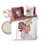 Housse couette + 2 taies 220 x 240 cm feuillage tropical