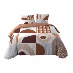 Housse couette + 2 taies 220 x 240 cm Motif gomtrique terracotta