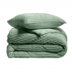 Housse couette + 2 taies 220 x 240 cm Flanelle Veloutea Vert