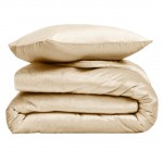 Housse de couette + 2 taies 220 x 240 cm velours Veline sable