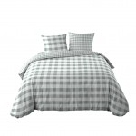 Parure de lit 220 x 240 cm Victoire � carreaux sauge
