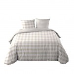 Parure de lit 220 x 240 cm Victoire � carreaux beige