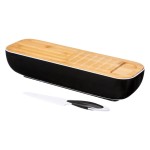 Bote  baguette  noir & bois  avec couteau  pain  L. 40 x P. 12 x H. 8,4 cm