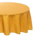 Nappe ronde anti tache 180 cm Ethnique jaune