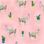 Nappe Toile cir�e au m�tre Lamas rose
