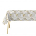 Nappe Toile cire au mtre Geogold blanc metalise