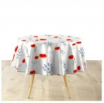 Nappe ronde PVC 160 cm Lavande et coquelicot