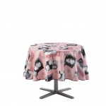 Nappe ronde 180 cm Cotina flocons rose