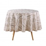 Nappe ronde 180 cm Feuilles alma beige