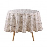 Nappe ronde 180 cm Feuilles alma beige