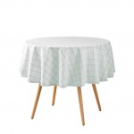 Nappe ronde tisse a carreaux 180 cm Axelle sauge