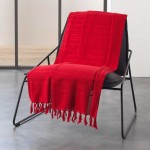 Plaid ou jete de canape coton 150 x 150 cm Lilie rouge