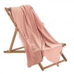 Plaid ou jete de canape coton 220 x 240 cm Lilie peche