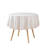 Nappe ronde tisse a carreaux 180 cm Axelle beige