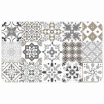 Tapis de cuisine d�coratif motif carreaux 45 x 75 cm gris