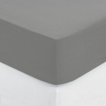 Drap housse coton uni 140 x 190 cm Couleur moderne gris