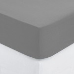Drap housse coton uni 160 x 200 cm Couleur moderne gris