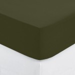 Drap housse coton uni 140 x 190 cm Couleur moderne kaki