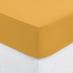 Drap housse coton uni 160 x 200 cm Couleur moderne ocre