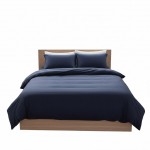 Housse de couette 220 x 240 cm Contemporain uni bleu encre