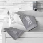 Serviette de toilette d'invite uni Attrape reves gris 30 x 50 cm