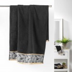Serviette de toilette 70 x 130 cm Orbelles noir