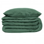 Housse de couette et taies double gaze de coton Doux Reve 220 x 240 vert
