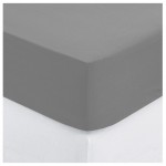 Drap housse percale de coton uni 180 x 200 cm Harmonie gris