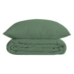 Housse couette + 2 taies 240 x 260 cm Percale de coton Uni tilleul