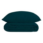 Housse couette + 2 taies 240 x 260 cm Percale de coton Uni bleu
