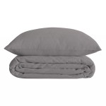 Housse couette + 2 taies 220 x 240 cm Percale de coton Uni gris
