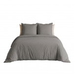 Parure de lit 240 x 220 cm Percale de coton Uni gris